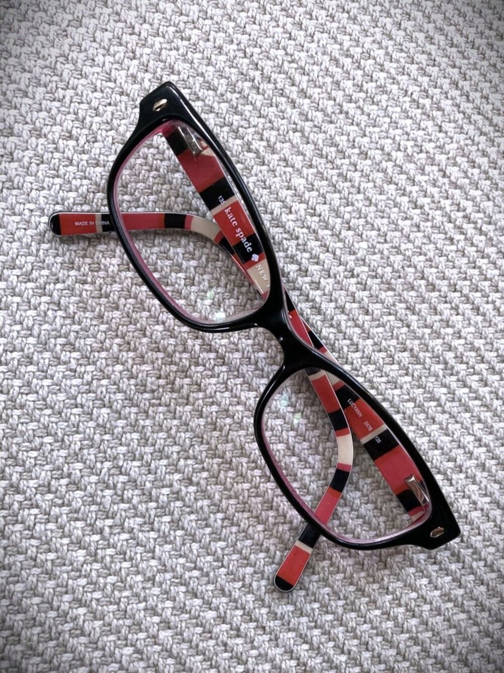 Kate Spade LucyAnn, 0X78 135 Eyeglass Frames, Pink Black Stripes, 100% Authentic